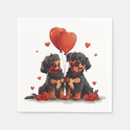 Servilleta De Papel Día de San Valentín Rottweiler Dogs