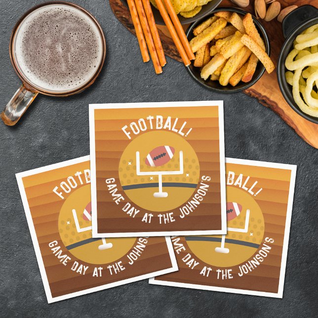 Servilleta De Papel Día del partido de fútbol erguido (Football upright game day personalized cocktail napkins)