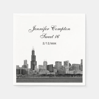 Servilleta De Papel Día dulce 16 con vista grabada de Chicago