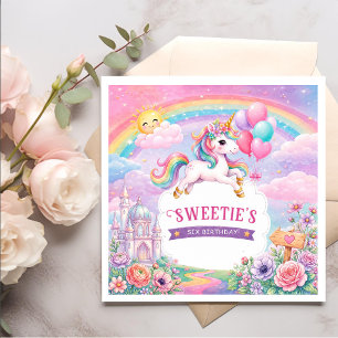 Servilleta De Papel Día Mágico Cumpleaños Unicornio y Arcoíris