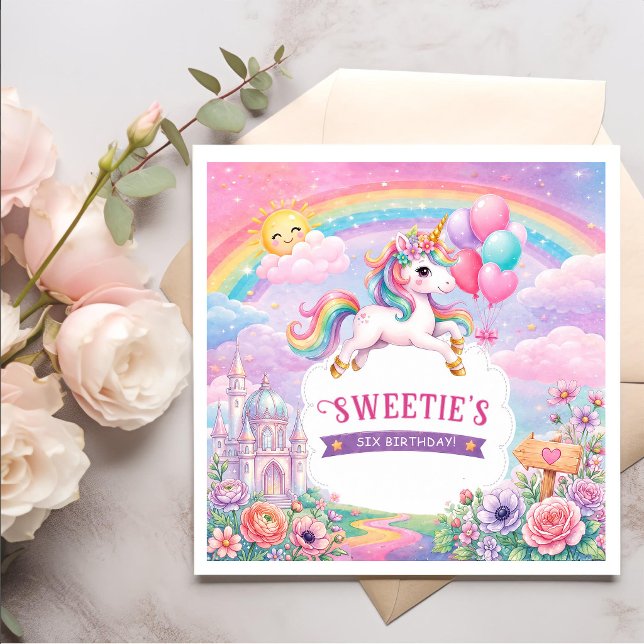 Servilleta De Papel Día Mágico Cumpleaños Unicornio y Arcoíris (Subido por el creador)