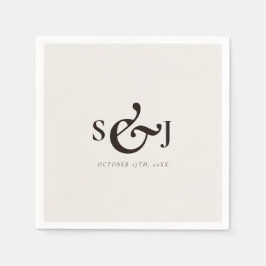 Servilleta De Papel Día minimalista de la Boda en Monograma Beige