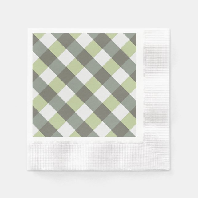 Servilleta De Papel Diagonales de gris verde trenzado gráfico (Anverso)