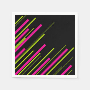Servilleta De Papel Diagonarios en verde limón, rosa caliente y negro