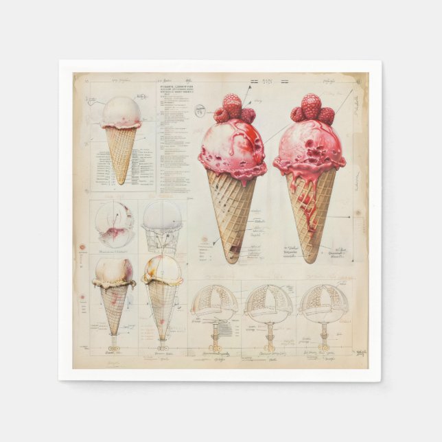 Servilleta De Papel Diagrama de Cono de Helado (Anverso)