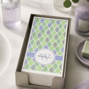 Servilleta De Papel Diamante azul y verde personalizado