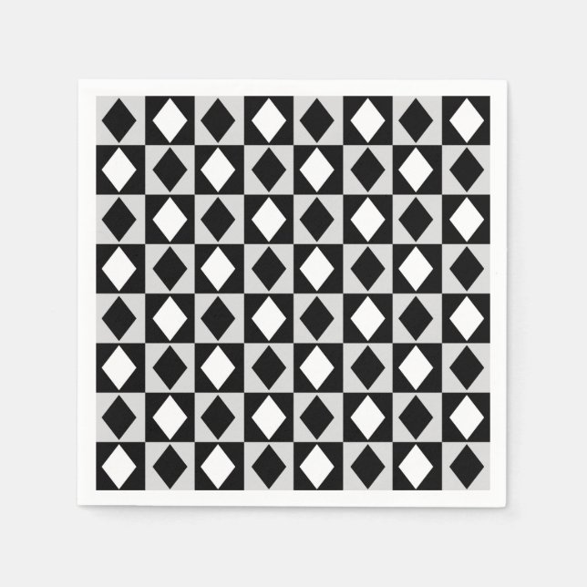 Servilleta De Papel Diamante de Rhombus blanco negro (Anverso)