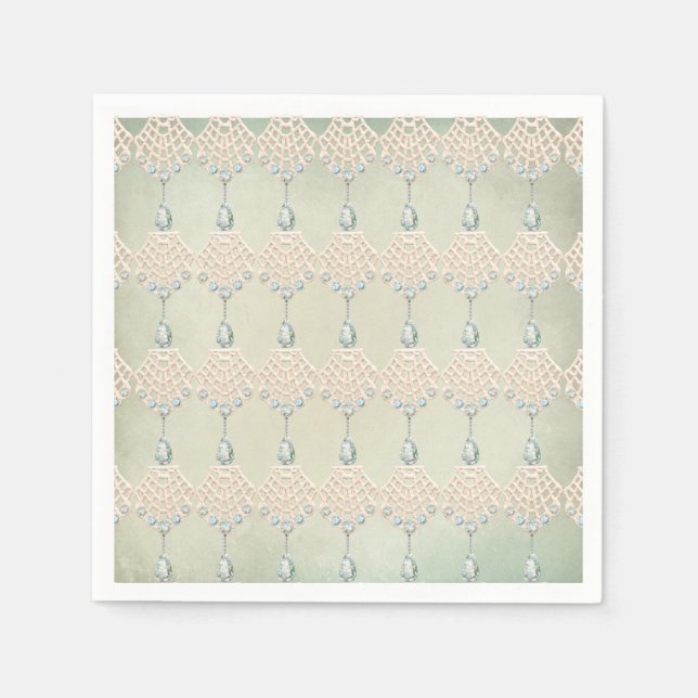 Servilleta De Papel Diamantes de imitación verde azulados victoriosos  (Anverso)