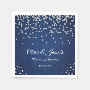 Servilleta De Papel Diamantes de Mezclilla Azul Perlas Regalo de Boda 