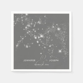 Servilleta De Papel Diamantes modernos mínimos de gris y glam blanco