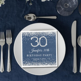 Servilleta De Papel Diamantes y denim 30 Fiesta de cumpleaños