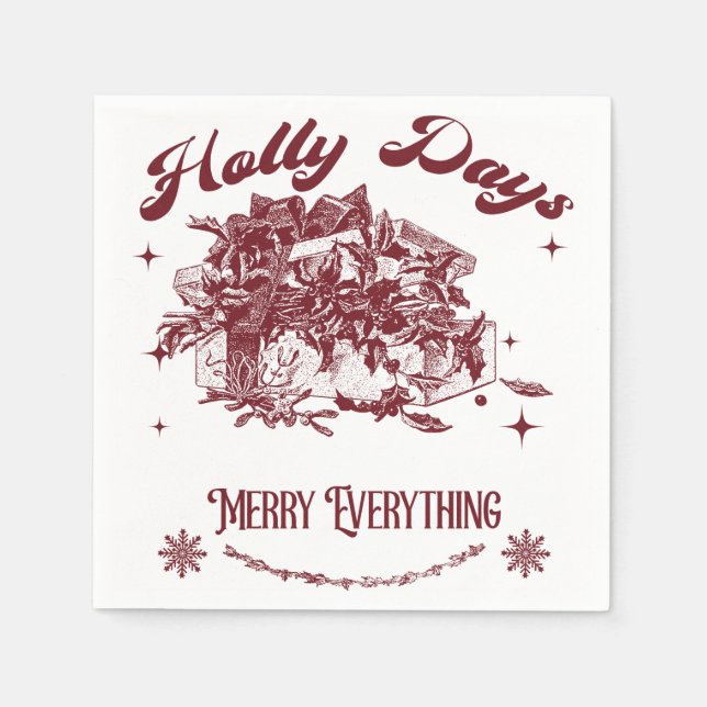 Servilleta De Papel Días de Holly Navidad Vintage (Anverso)