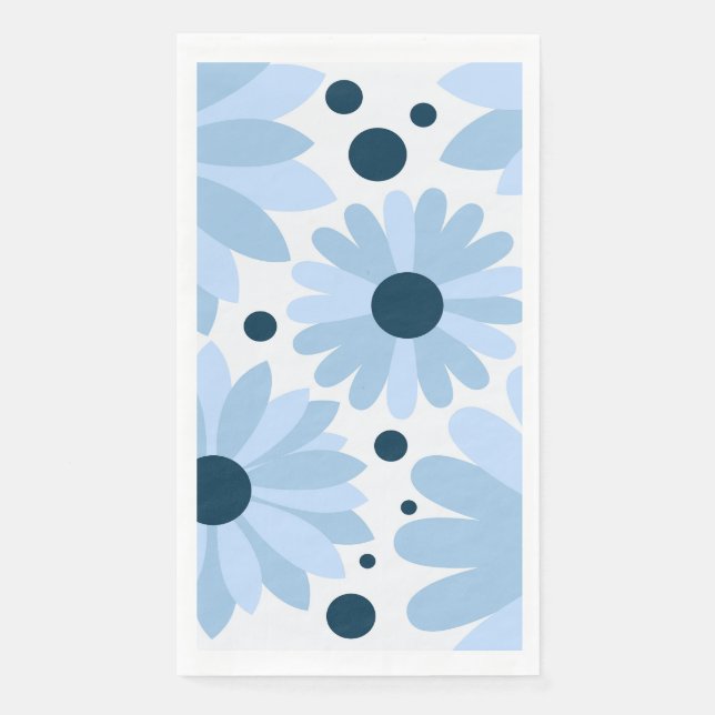Servilleta De Papel Diásisis de estilo retro azul y puntos azules oscu (Anverso)