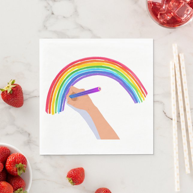 Servilleta De Papel Dibujando un arco iris (Subido por el creador)