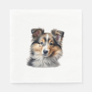 Servilleta De Papel Dibujo a lápiz de color de un perro pastelero de S