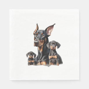 Servilleta De Papel Dibujo a lápiz de color de un Pinscher Doberman. E