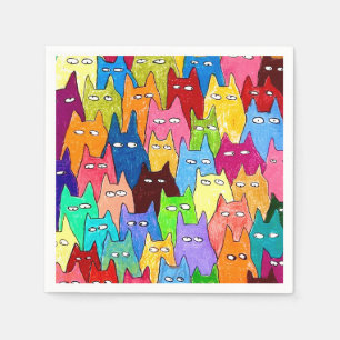 Servilleta De Papel Dibujo a lápiz de colores de gatos de dibujos anim