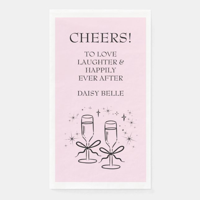 Servilleta De Papel Dibujo a Mano Chorro de Novia Rosa (Anverso)