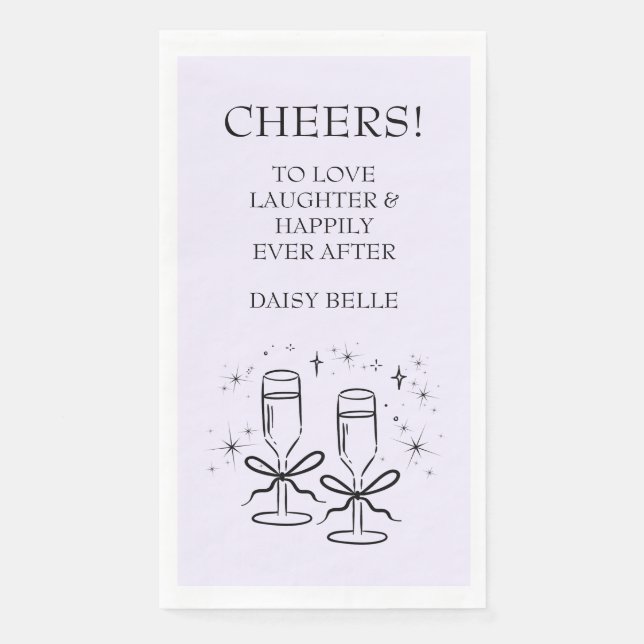 Servilleta De Papel Dibujo a mano Despedida de soltera Púrpura (Anverso)