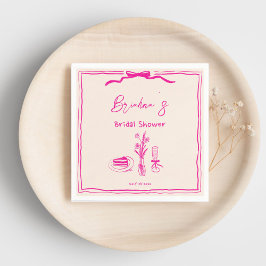 Servilleta De Papel Dibujo a mano garabato rosa retro despedida de sol