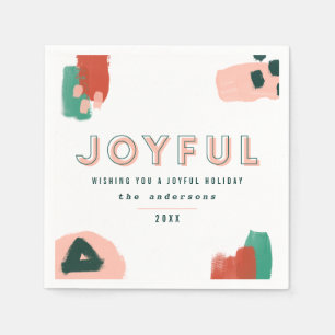 Servilleta De Papel Dibujo abstracto moderno rojo, rosa + verde alegre