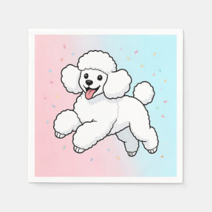 Servilleta De Papel Dibujo animado de caniche blanco feliz