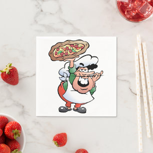 Servilleta De Papel Dibujo animado de chef de pizza italiana clásica