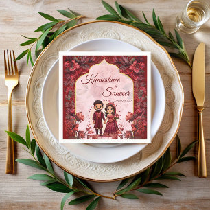 Servilleta De Papel Dibujo animado de pareja de novios indios lindos d