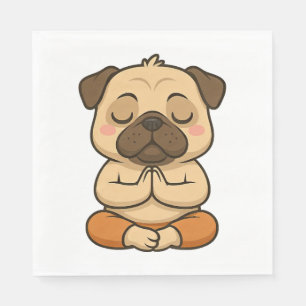 Servilleta De Papel Dibujo animado de relajación meditación yoga pug l