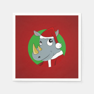 Servilleta De Papel Dibujo animado del rinoceronte del navidad