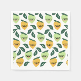 Servilleta De Papel Dibujo animado divertido de limón amarillo lindo