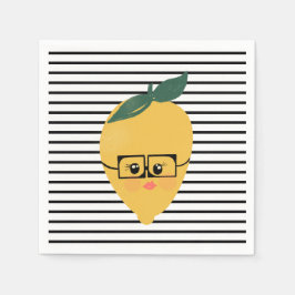 Servilleta De Papel Dibujo animado divertido de limón amarillo lindo