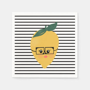 Servilleta De Papel Dibujo animado divertido de limón amarillo lindo