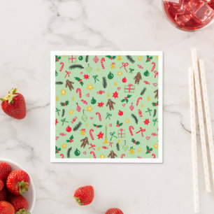 Servilleta De Papel Dibujo animado navideño caprichoso hecho a mano
