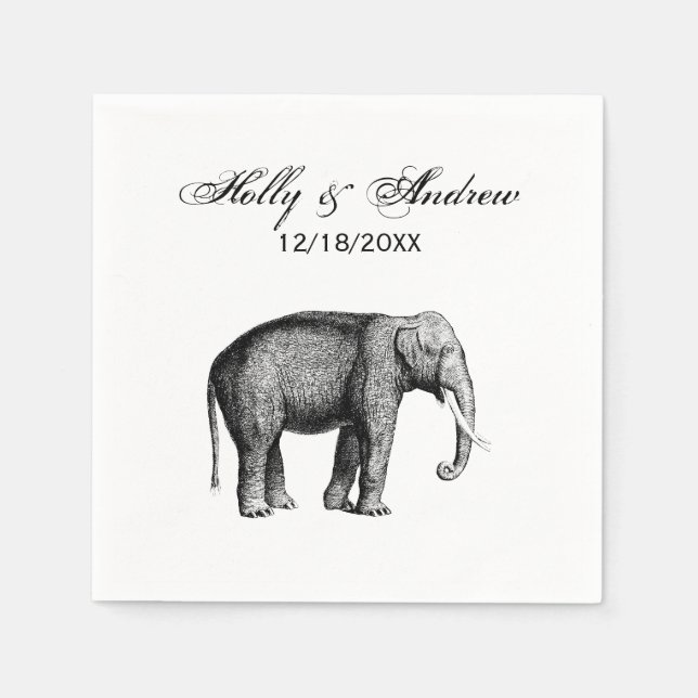 Servilleta De Papel Dibujo Antiguo de Elefante (Anverso)