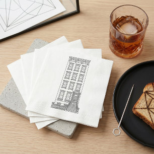 Servilleta De Papel Dibujo clásico de apartamento con stoop de Nueva Y