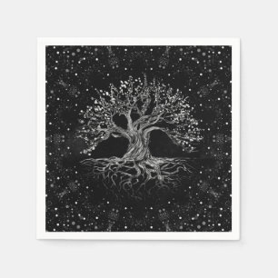 Servilleta De Papel Dibujo de árbol de la vida en blanco y negro