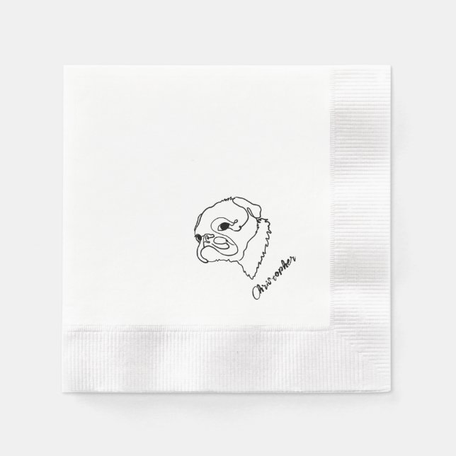 Servilleta De Papel Dibujo de arte de línea personalizable (Anverso)