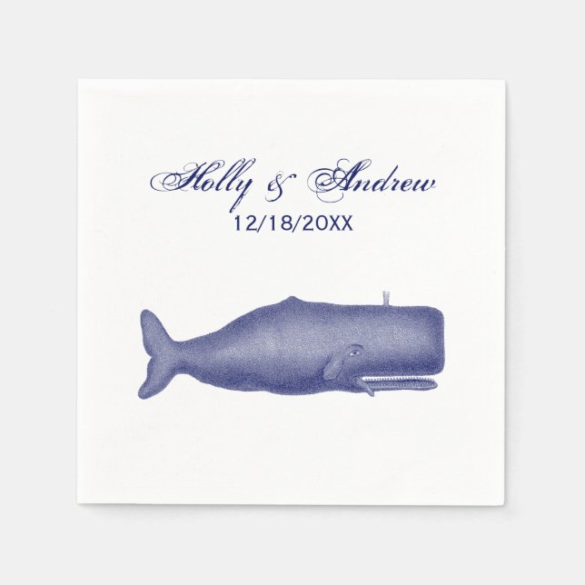 Servilleta De Papel Dibujo de ballenas del siglo XIX N (Anverso)