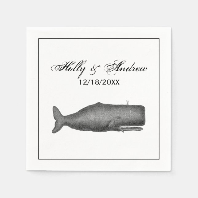 Servilleta De Papel Dibujo de ballenas del siglo XIX N (Anverso)
