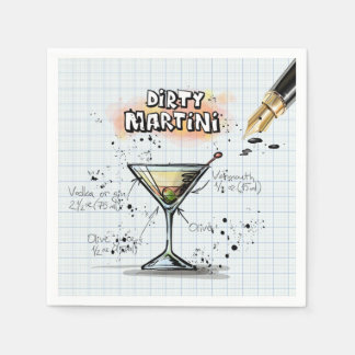 Servilleta De Papel Dibujo de barra de recetas de Martini sucio
