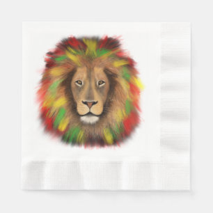 Servilleta De Papel Dibujo de cabeza de león Rasta rojo amarillo verde