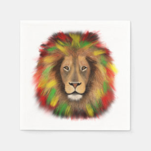 Servilleta De Papel Dibujo de cabeza de león Rasta rojo amarillo verde