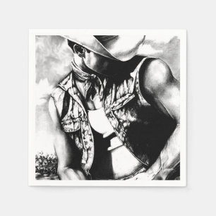 Servilleta De Papel Dibujo de carbón de Guay de vaquero rústico    
