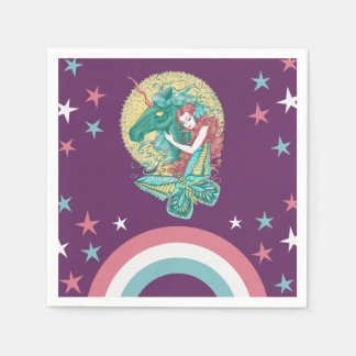 Servilleta De Papel Dibujo De Chica Dulce Y Unicornio