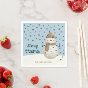 Servilleta De Papel Dibujo de copo de nieve de muñeco de nieve lindo N