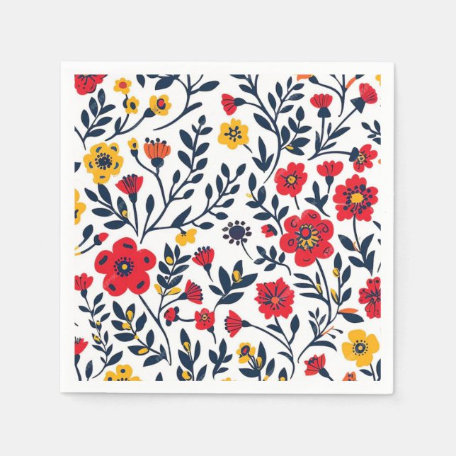 Servilleta De Papel Dibujo de flores (Anverso)