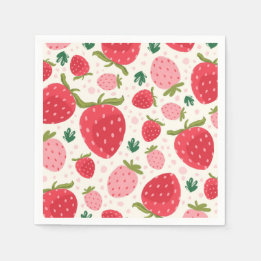Servilleta De Papel Dibujo de Fresa Rosa Rojo Adorable