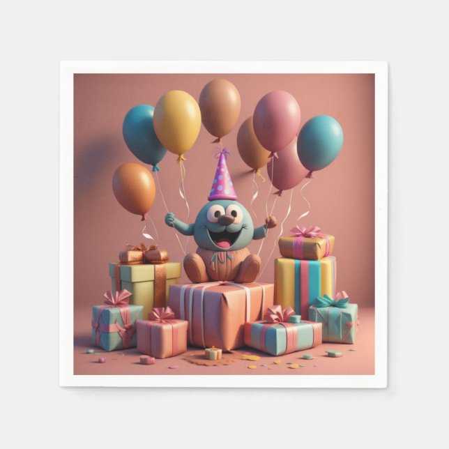 Servilleta De Papel Dibujo de globos adorables (Anverso)