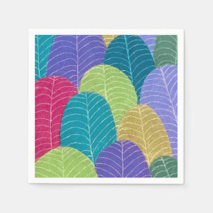 Servilleta De Papel Dibujo de Hojas con Lápices de Colores